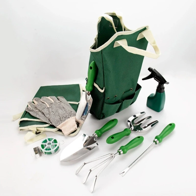 Spade Digging Fork - ชุดเครื่องมือทำสวนแบบพกพา 11 ชิ้น แข็งแรงทนทาน จัดเก็บง่าย พร้อมกระเป๋าเก็บเครื่องมือ