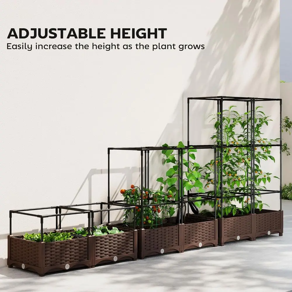แปลงปลูกผักยกสูงพร้อมโครงตาข่า - Self-Watering Planter บทวิจารณ์และราคา